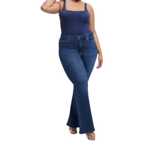Good American Good Legs Flare Denim Jeans Indigo329 Blue Plus Size 24 Highrise - Picture 1 of 16